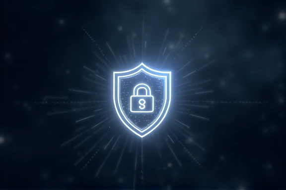 Representación de un escudo protector digital, simbolizando seguridad y limitación de responsabilidad en el ciberespacio.